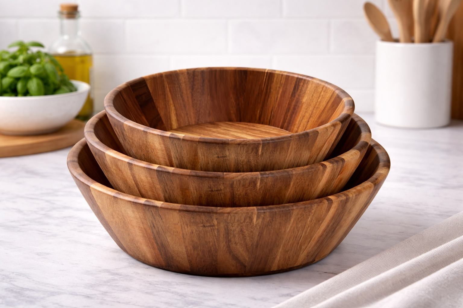 Handcrafted Wooden Salad Bowl Set