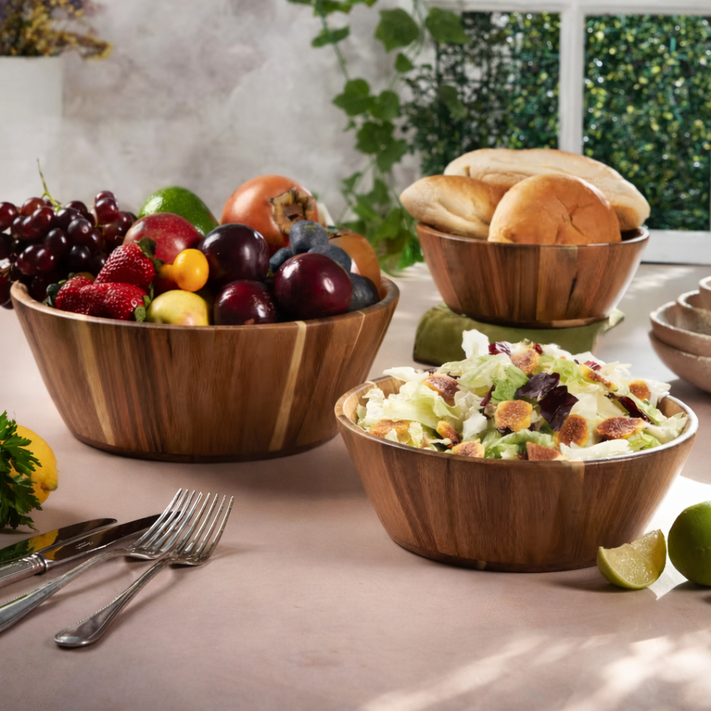 Handcrafted Wooden Salad Bowl Set