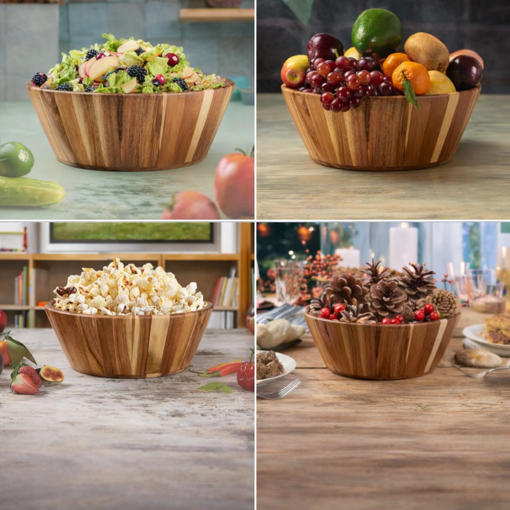 Handcrafted Wooden Salad Bowl Set