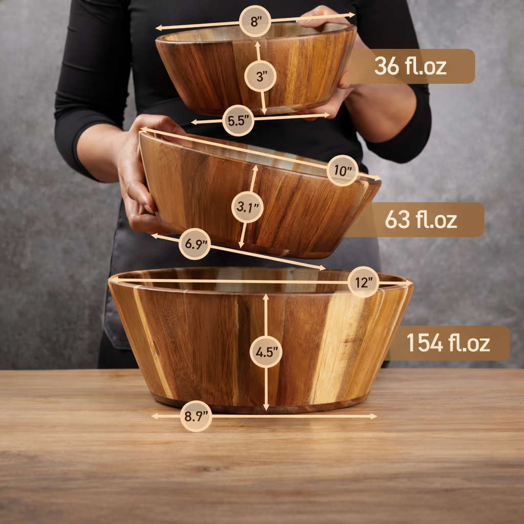 Handcrafted Wooden Salad Bowl Set