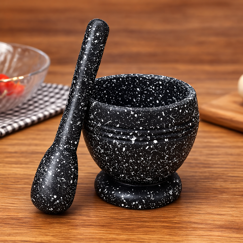 Classic Mortar & Pestle Grinding Bowl – Multi-Purpose Garlic, Spice & Herb Grinder