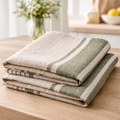 Premium Flax Linen Tea Towels – French Country Stripe Kitchen Set
