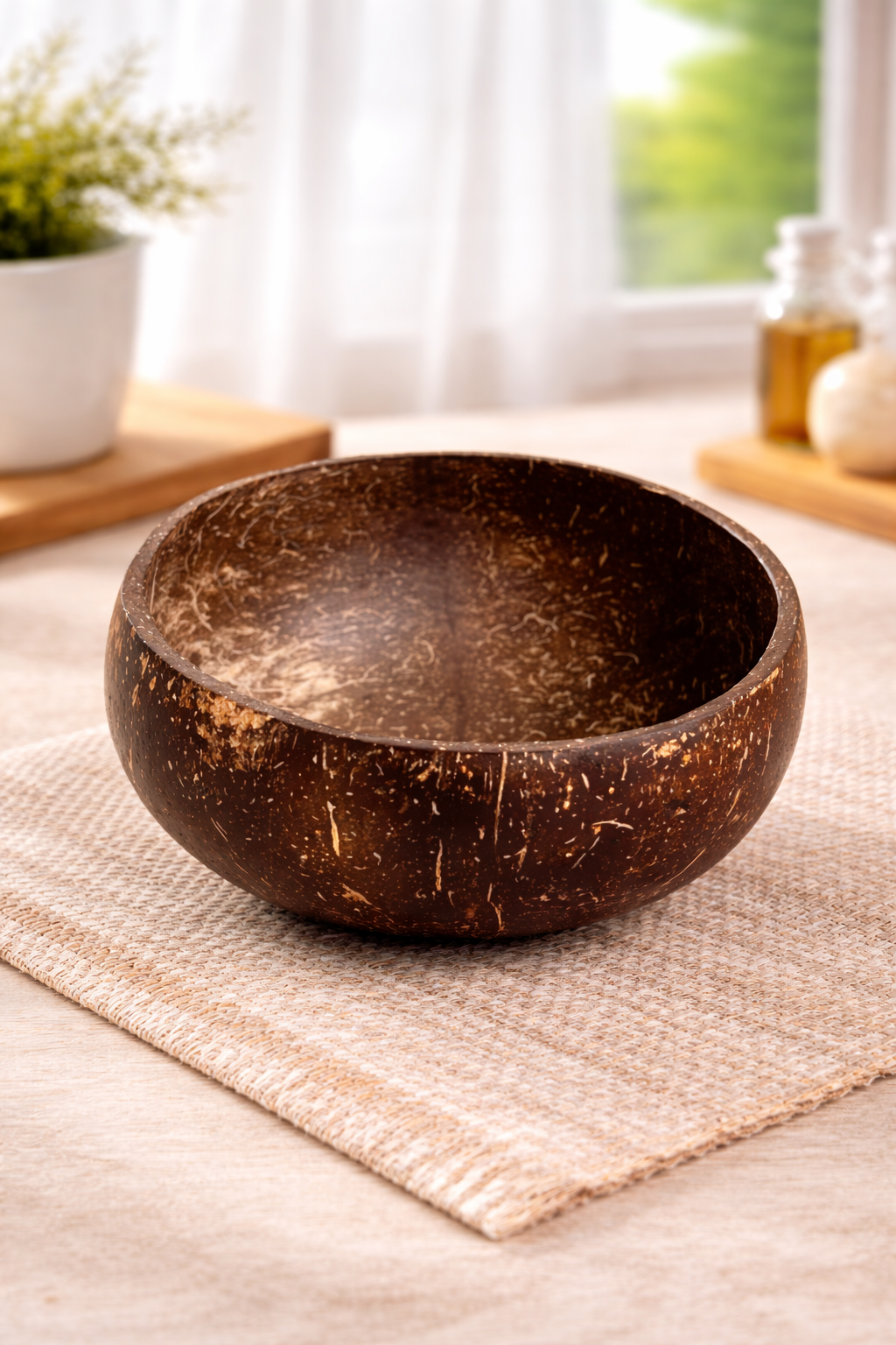 Handcrafted Coconut Shell Bowl – Natural Eco Wooden Salad & Dessert Serving Bowl