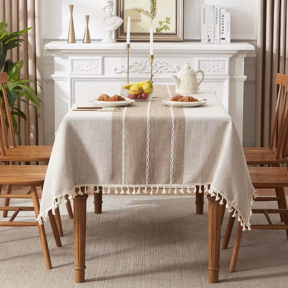 Battilo Linen Cotton Table Cover – Modern Dining Tablecloth