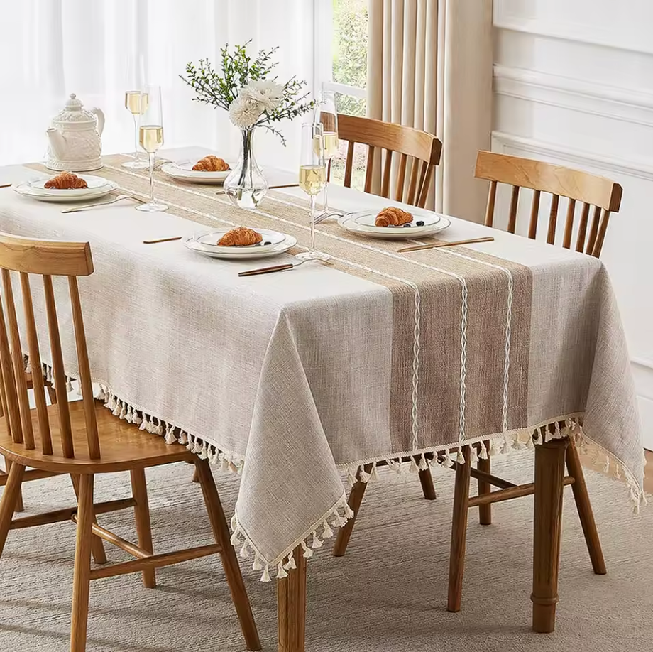 Battilo Linen Cotton Table Cover – Modern Dining Tablecloth