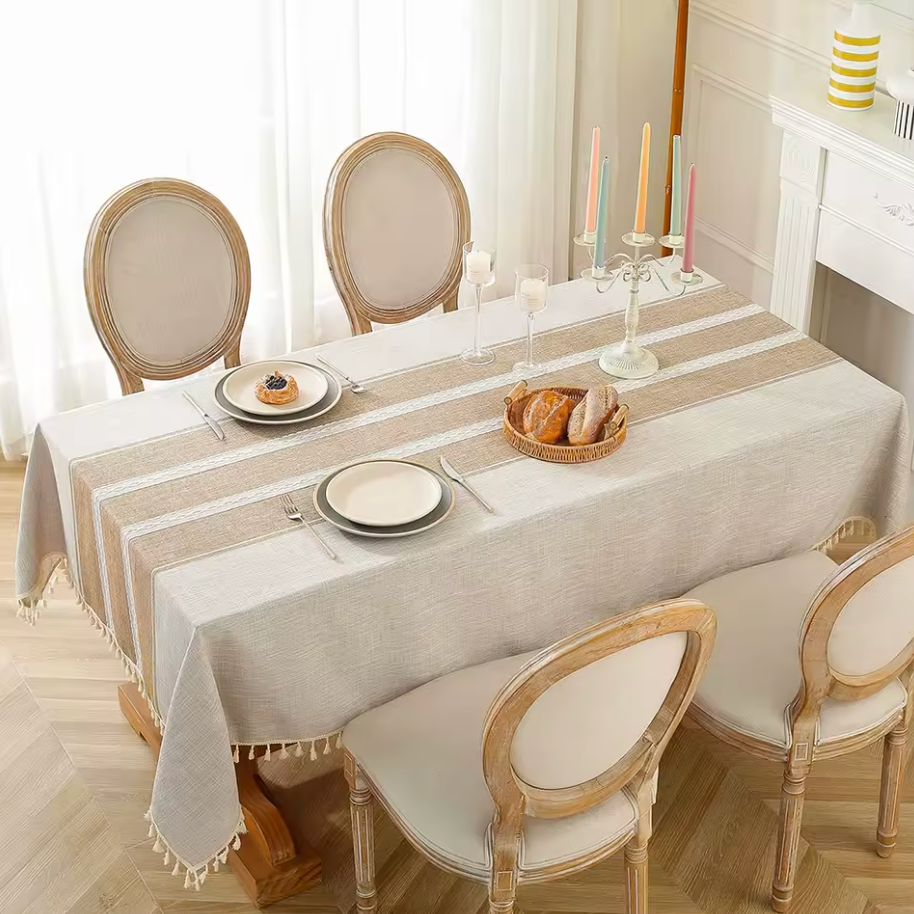 Battilo Linen Cotton Table Cover – Modern Dining Tablecloth