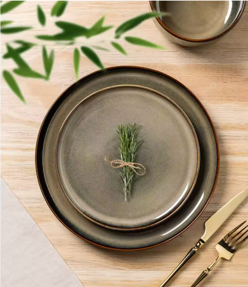 Handcrafted Reactive Glaze Dinnerware Set – 24 Pieces