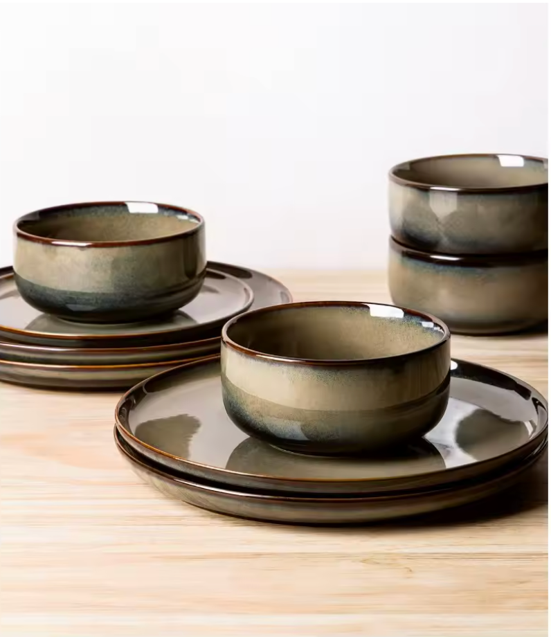 Handcrafted Reactive Glaze Dinnerware Set – 24 Pieces