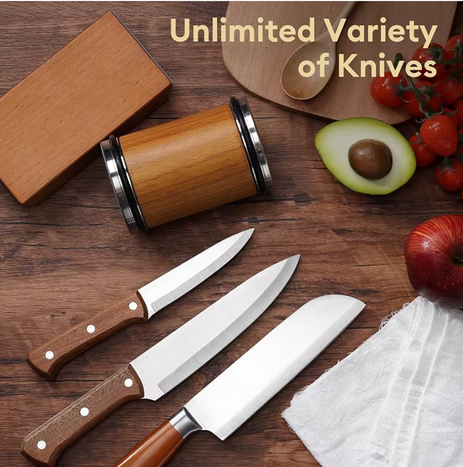 Magnetic Rolling Knife Sharpener Set – Diamond Sharpening System with Angle Guides