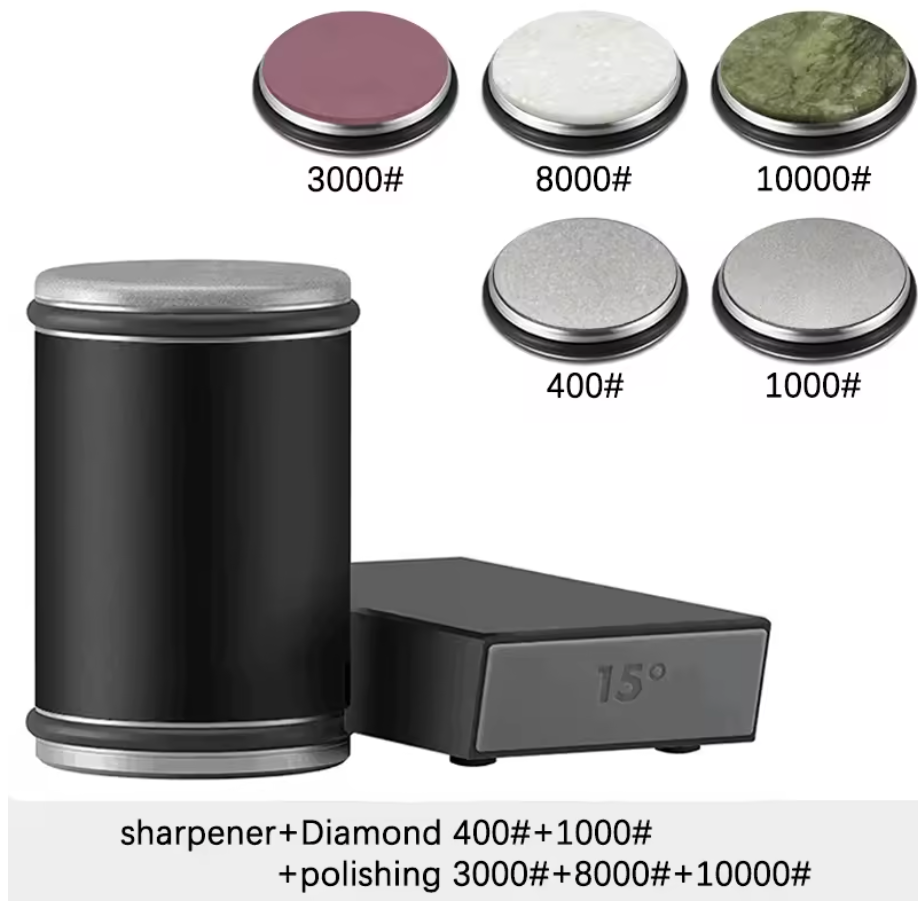 Magnetic Rolling Knife Sharpener Set – Diamond Sharpening System with Angle Guides