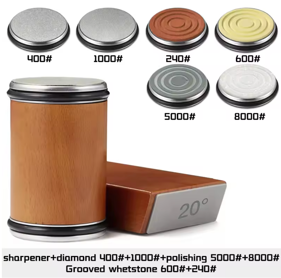 Magnetic Rolling Knife Sharpener Set – Diamond Sharpening System with Angle Guides