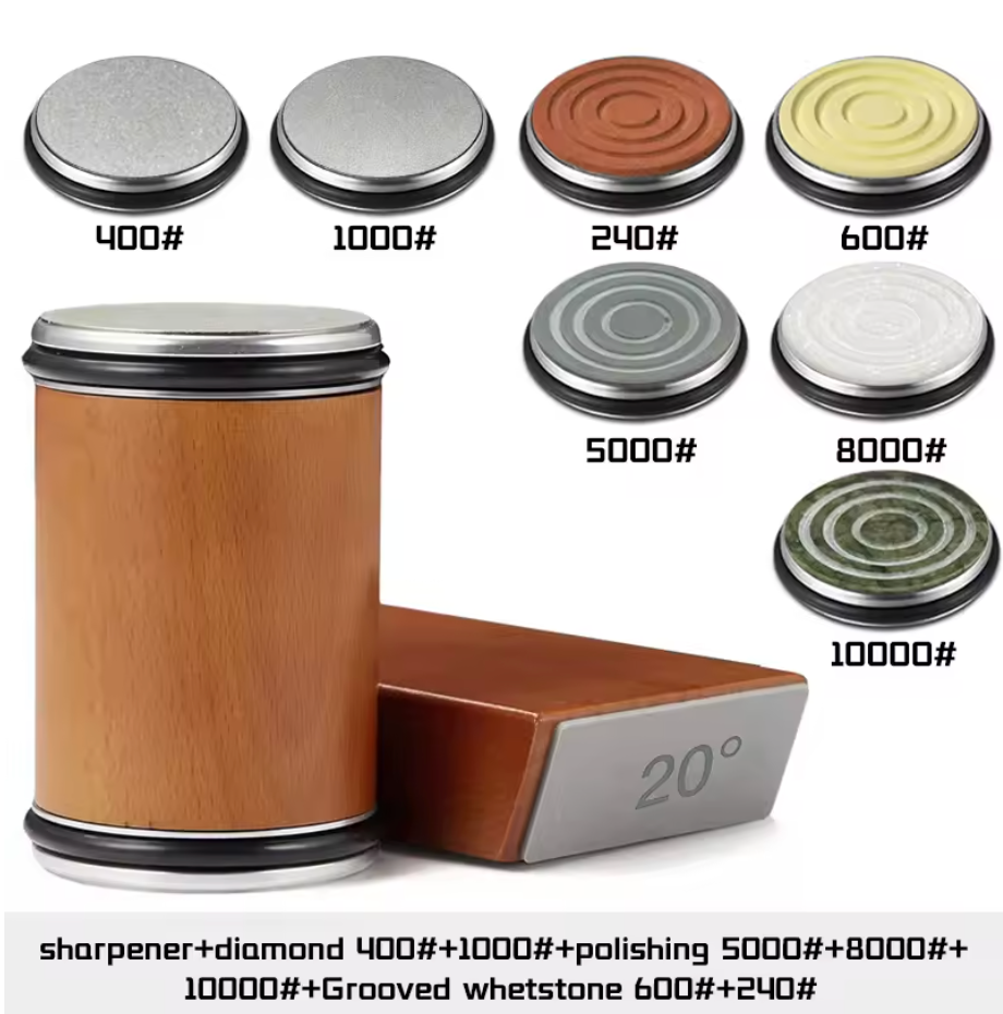 Magnetic Rolling Knife Sharpener Set – Diamond Sharpening System with Angle Guides