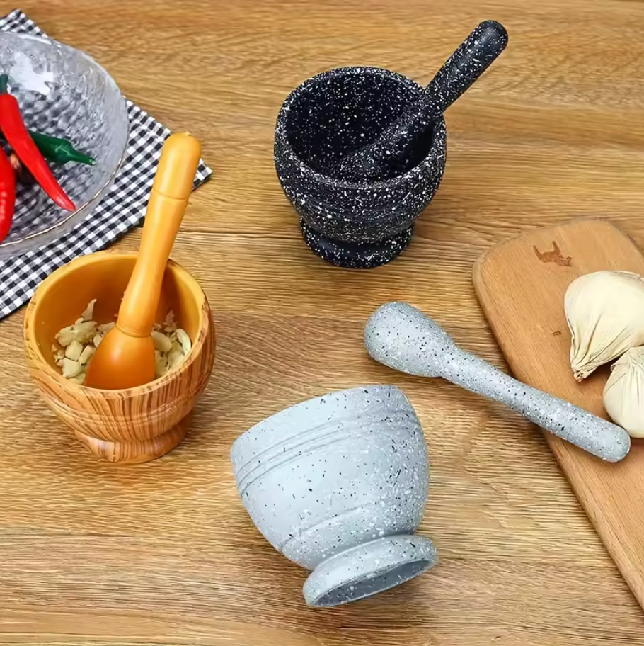 Classic Mortar & Pestle Grinding Bowl – Multi-Purpose Garlic, Spice & Herb Grinder