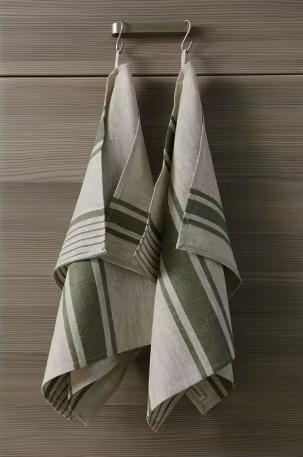 Premium Flax Linen Tea Towels – French Country Stripe Kitchen Set