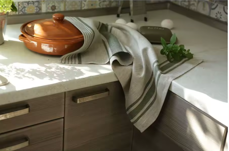 Premium Flax Linen Tea Towels – French Country Stripe Kitchen Set