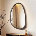 Modern Organic Shape Walnut Wall Mirror